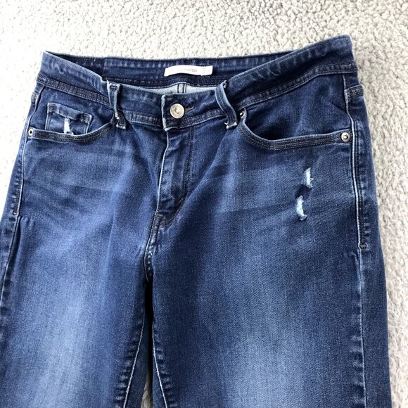 LEVIS 529 Womens Size 32 Dark Wash Mid Rise Distressed Curvy Bootcut Jeans 32x28 - Picture 3 of 16
